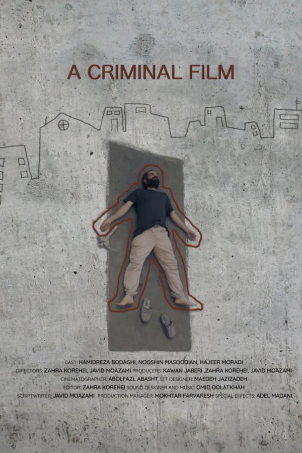 A Criminal Film poster: a man lying on concrete inside a chalk outline